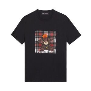Neil Barrett Mens Punke'd Bear Modal Cotton T-Shirt Medium Black